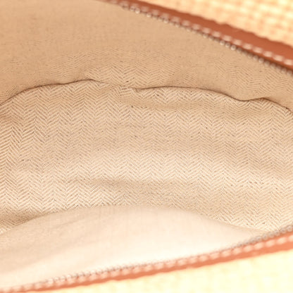 Loewe Raffia Calfskin Paulas Ibiza Ruffle Pochette Bag Natural Yellow Tan 5 of 10