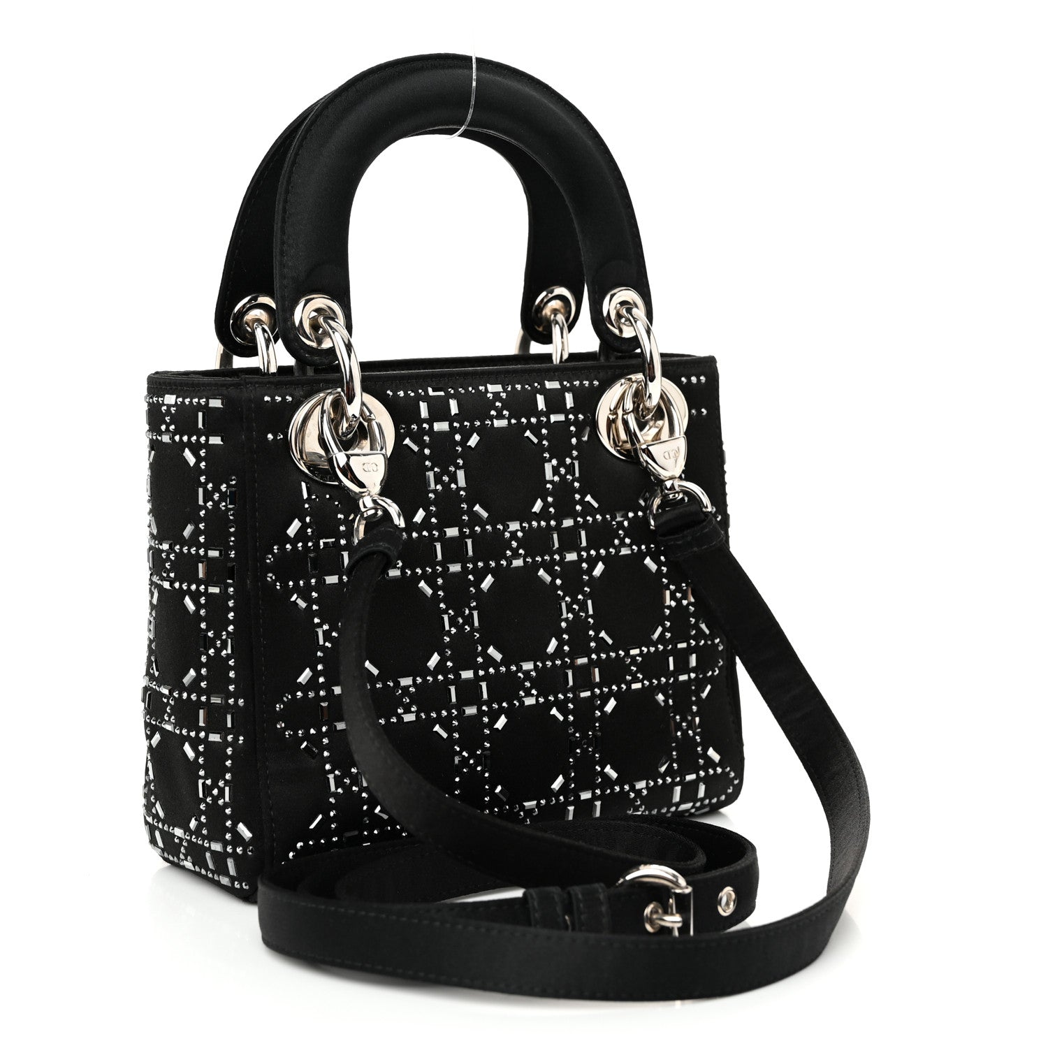Christian Dior Satin Crystal Cannage Mini Lady Dior Black 3 of 9