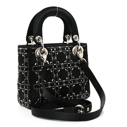 Christian Dior Satin Crystal Cannage Mini Lady Dior Black 3 of 9
