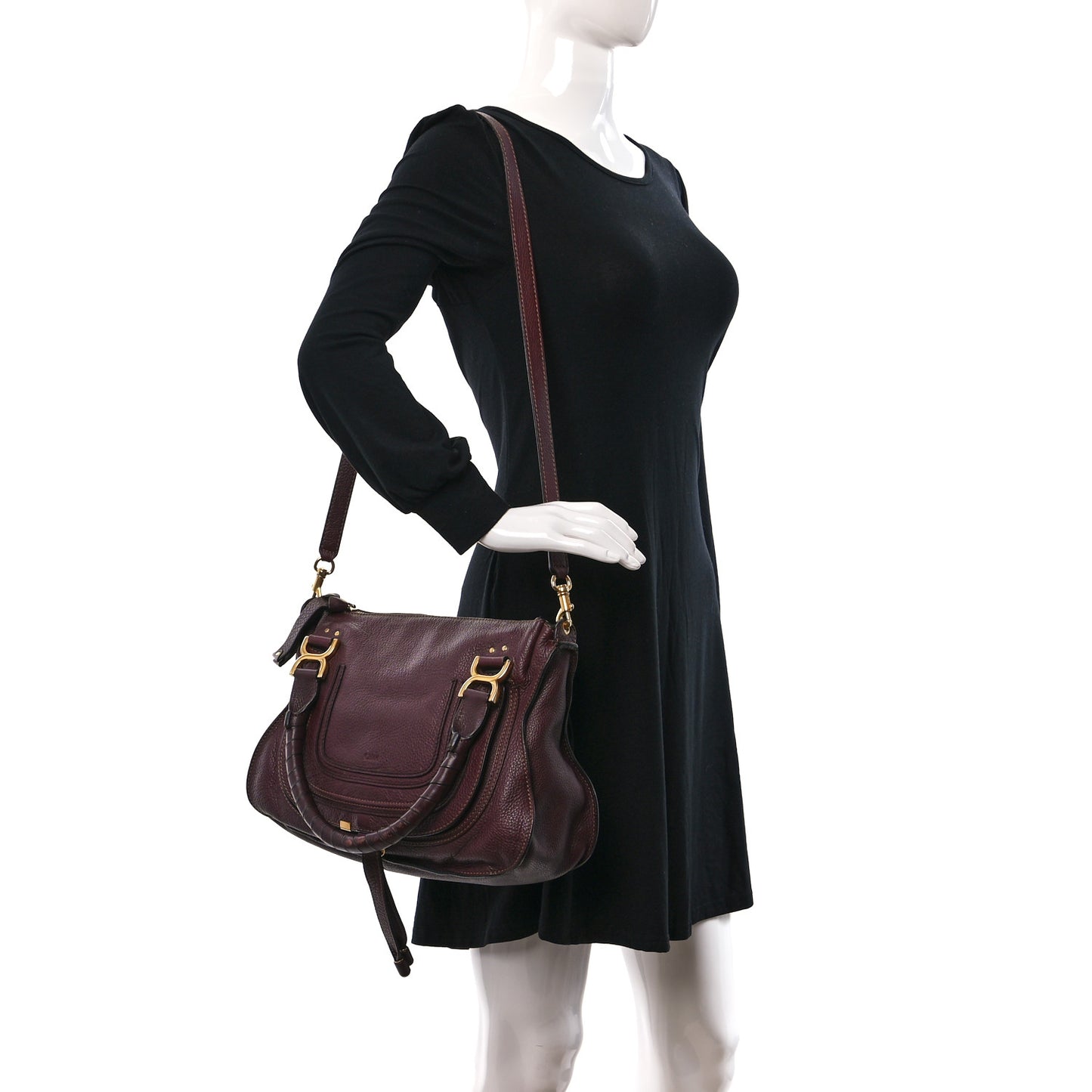Calfskin Medium Marcie Satchel Wine Purple