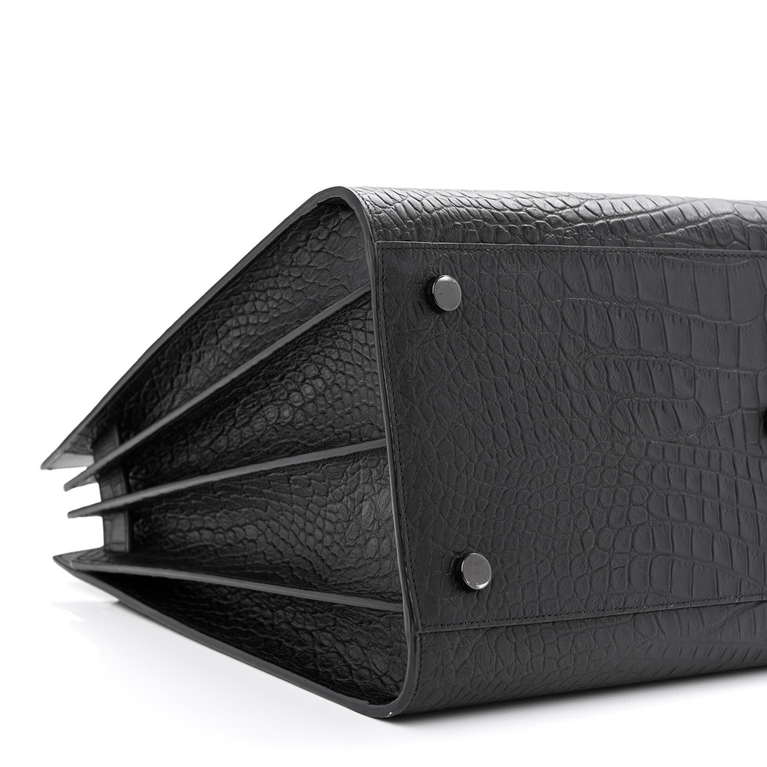 Saint Laurent Calfskin Crocodile Embossed Large Sac De Jour Carryall Black 8 of 9