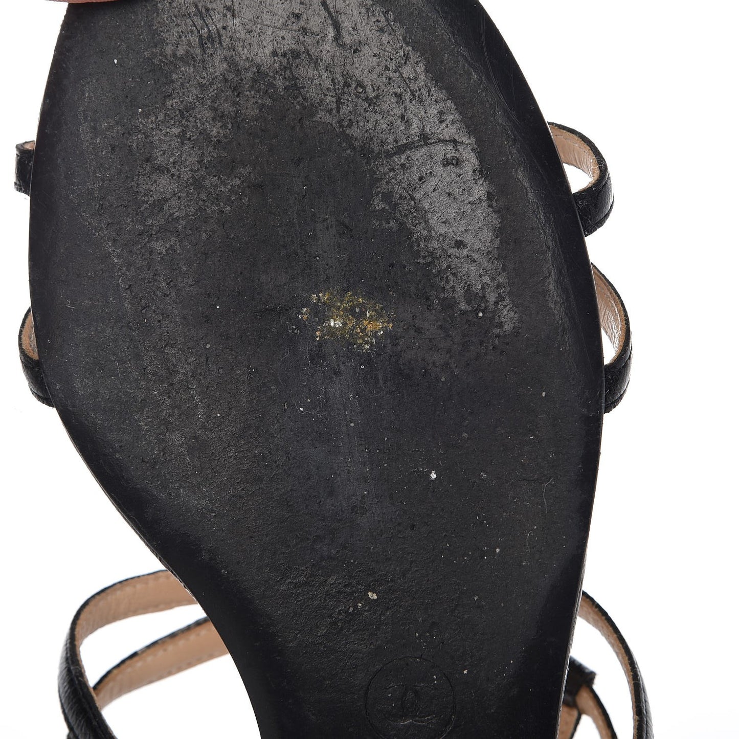 Glazed Calfskin CC Sandals 40 Black