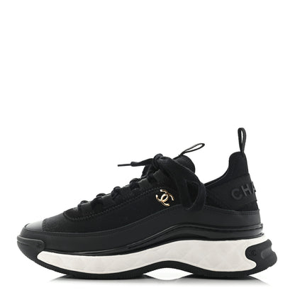 Chanel Velvet Calfskin Mixed Fibers CC Sneakers 36.5 Black 1 of 8