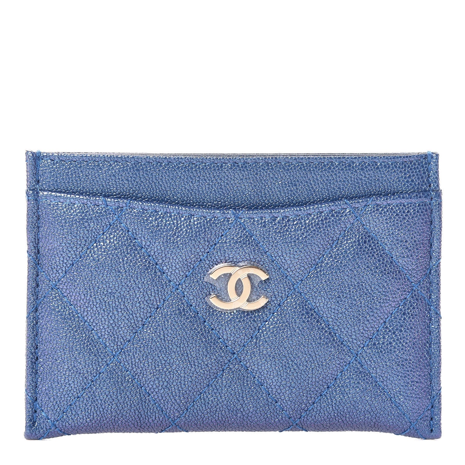Chanel Iridescent Caviar Quilted Card Holder Blue Fonce 1 of 9