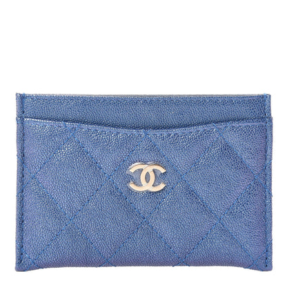 Chanel Iridescent Caviar Quilted Card Holder Blue Fonce 1 of 9