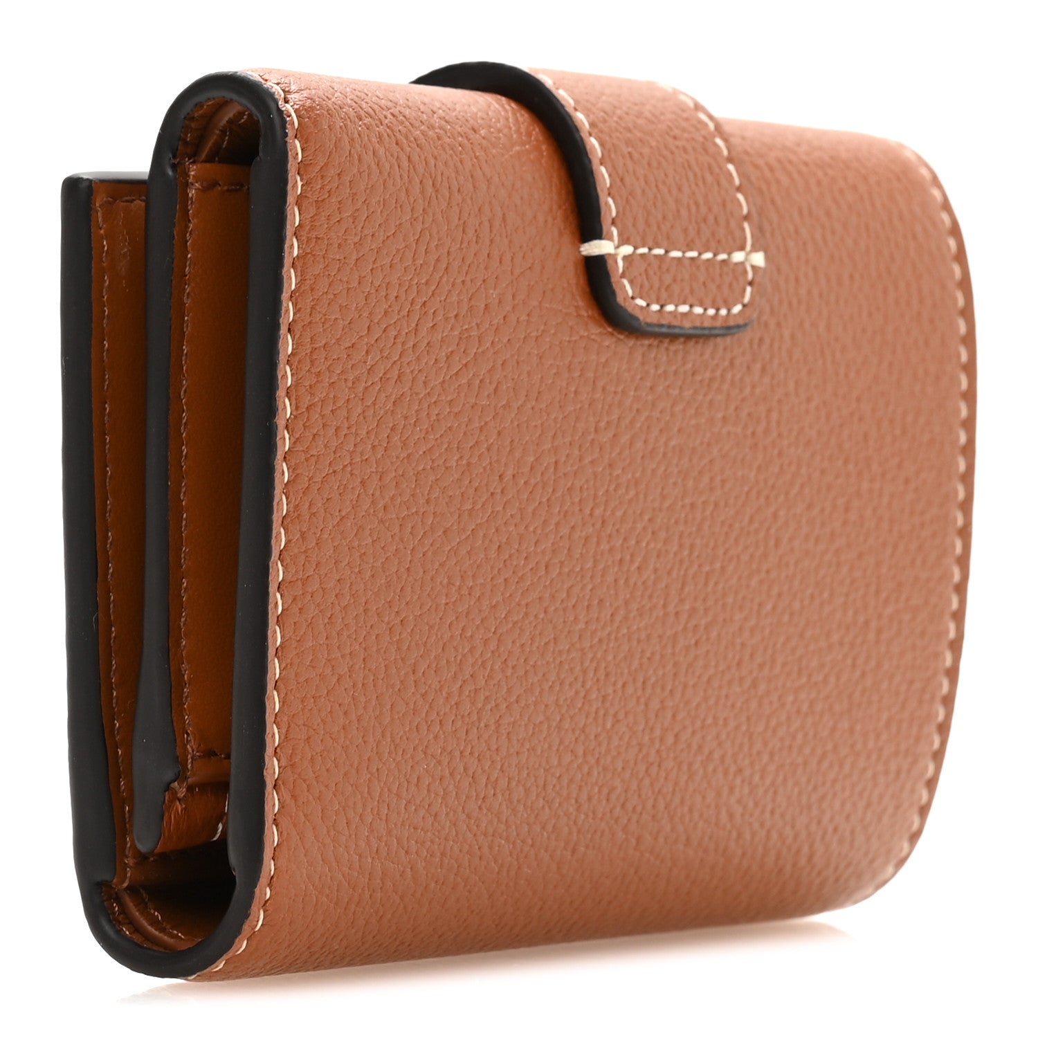 Celine Grained Calfskin Triomphe Fine Strap Wallet Tan 3 of 9