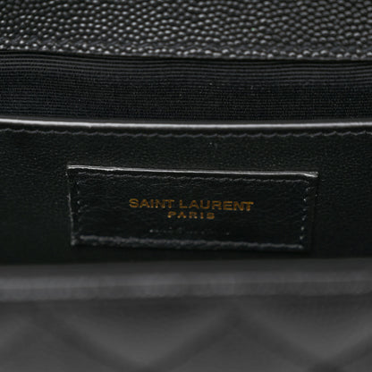Saint Laurent Grain De Poudre Textured Mixed Matelasse Triquilt Medium Monogram Satchel Black 6 of 9