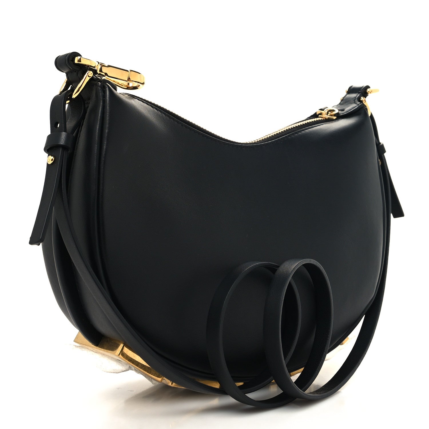 Fendi Vitello Grace Matte Mini Fendigraphy Hobo Bag Black 3 of 10