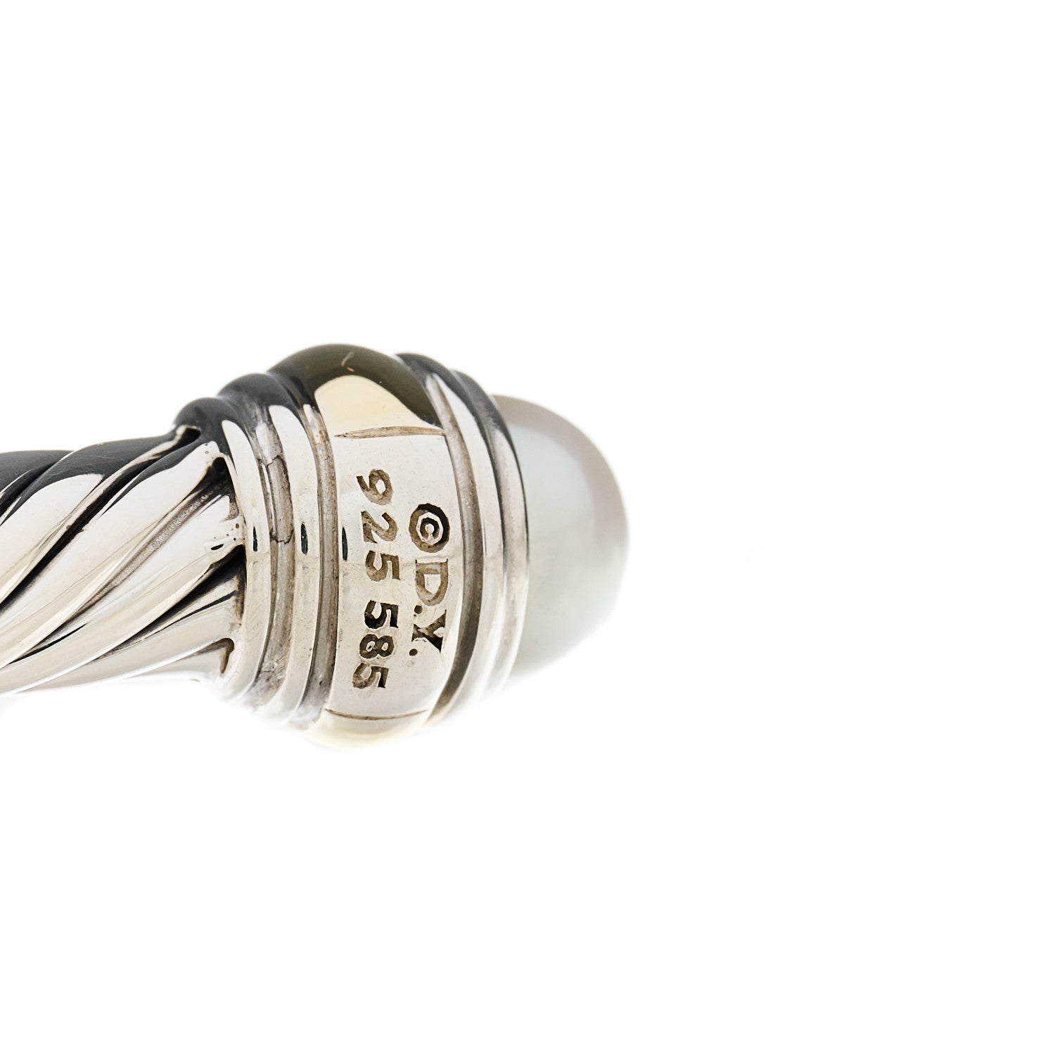 David Yurman Sterling Silver 14K Yellow Gold Pearl 5mm Cable Classics Bracelet 4 of 4