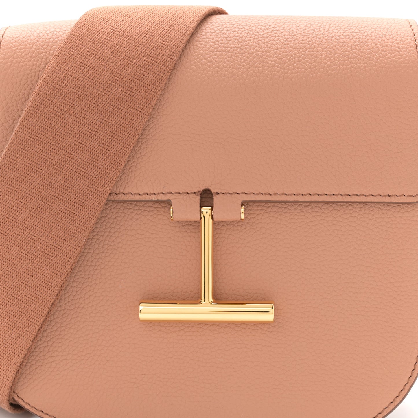 Grained Calfskin Mini T Clasp Tara Crossbody Bag Brown
