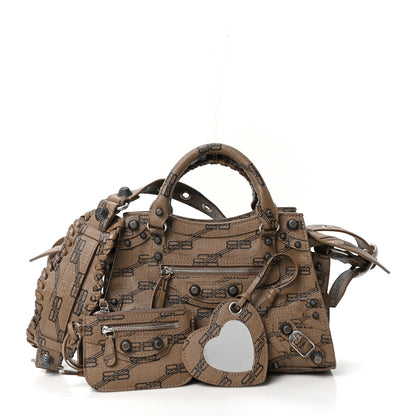 Balenciaga Coated Canvas BB Monogram Neo Cagole Handbag XS Beige Brown 3 of 11