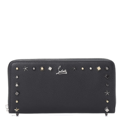 Christian Louboutin Grained Calfskin Star Studded Zip Around Wallet Black 1 of 8