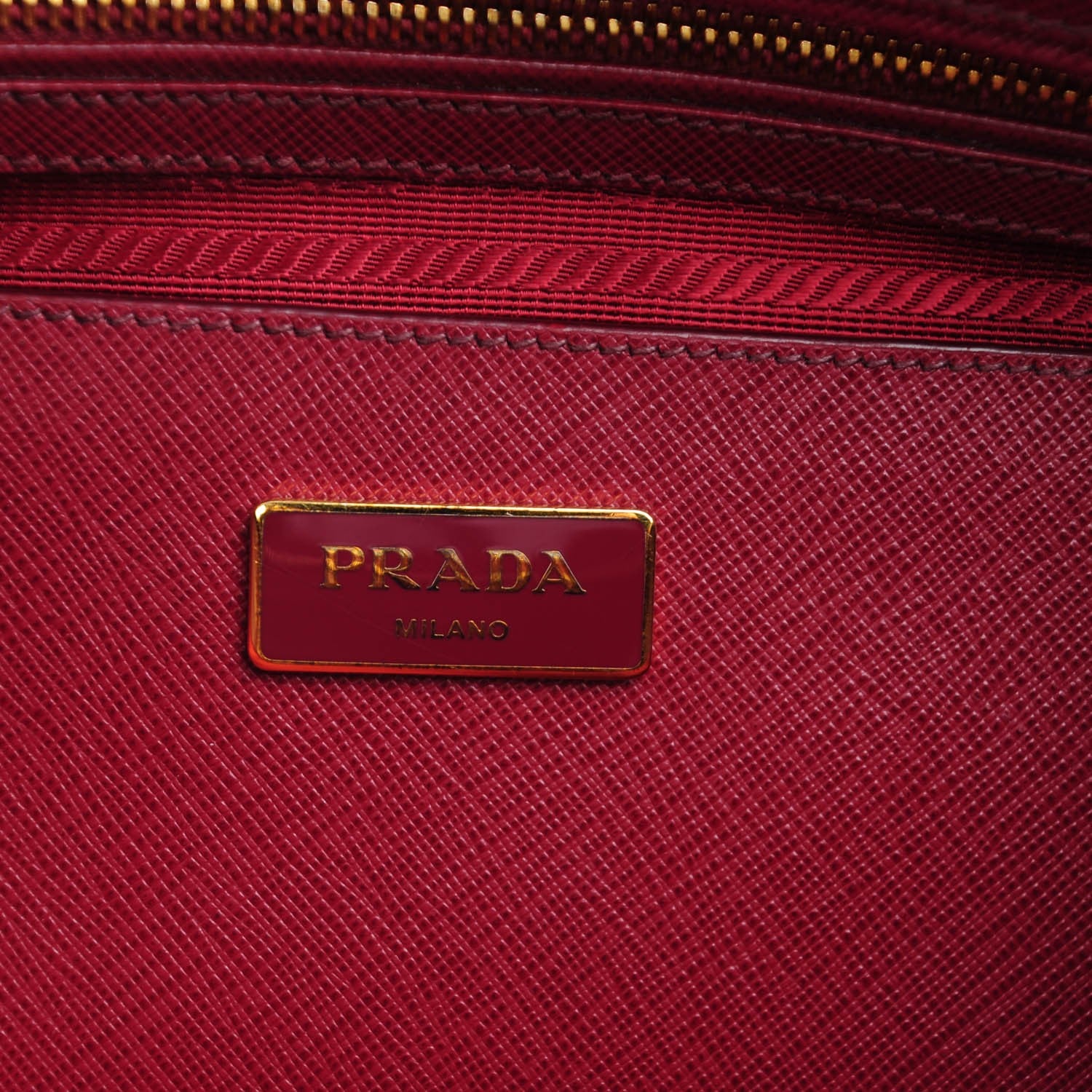 Prada Saffiano Lux Parabole Tote Cherry 7 of 9
