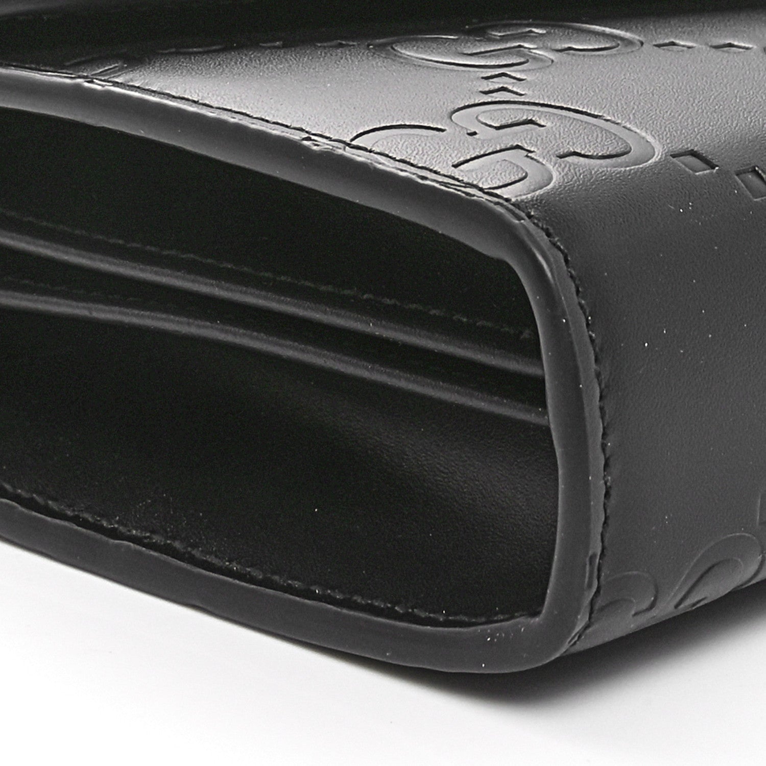 Gucci Calfskin GG Debossed Chain Wallet Black 9 of 10