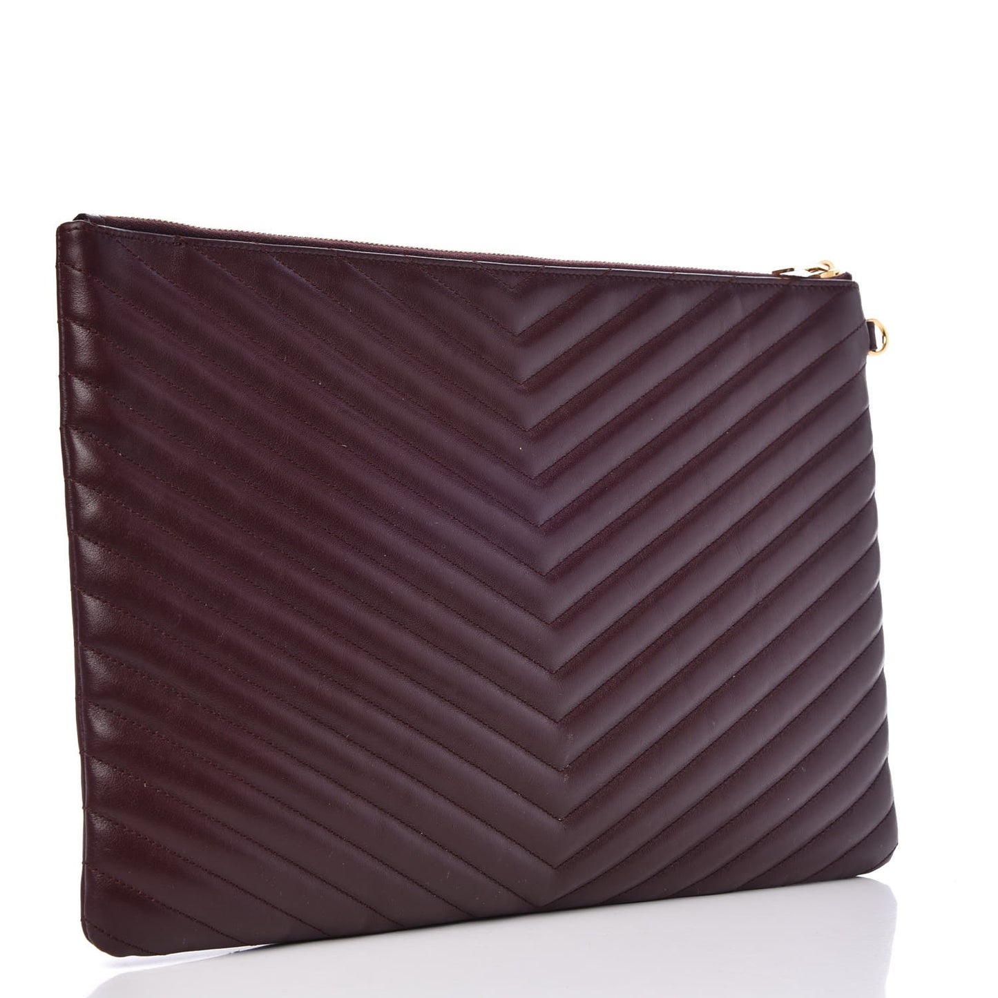 Calfskin Matelasse Chevron Monogram Document Holder Amaranto