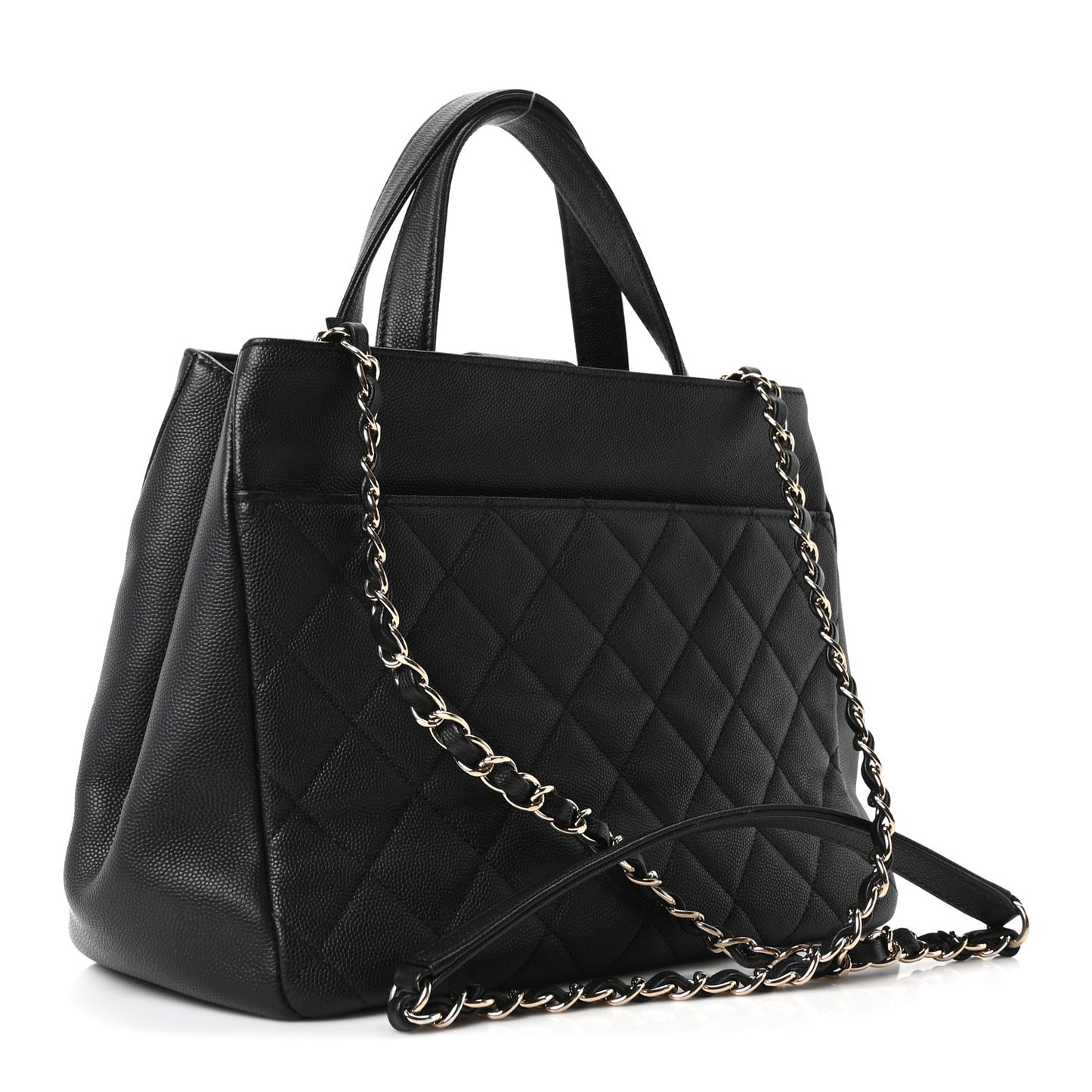 Caviar Quilted Small Business Affinity Shopping Bag Black