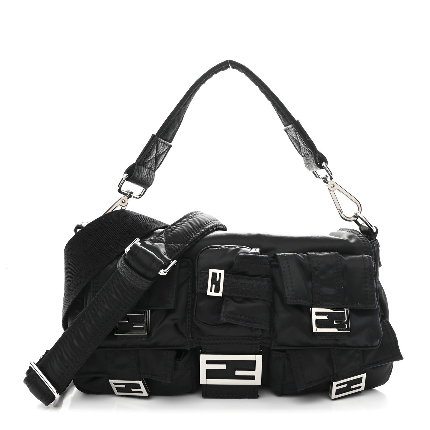 Econyl Cuoio Romano Multipocket Baguette Black