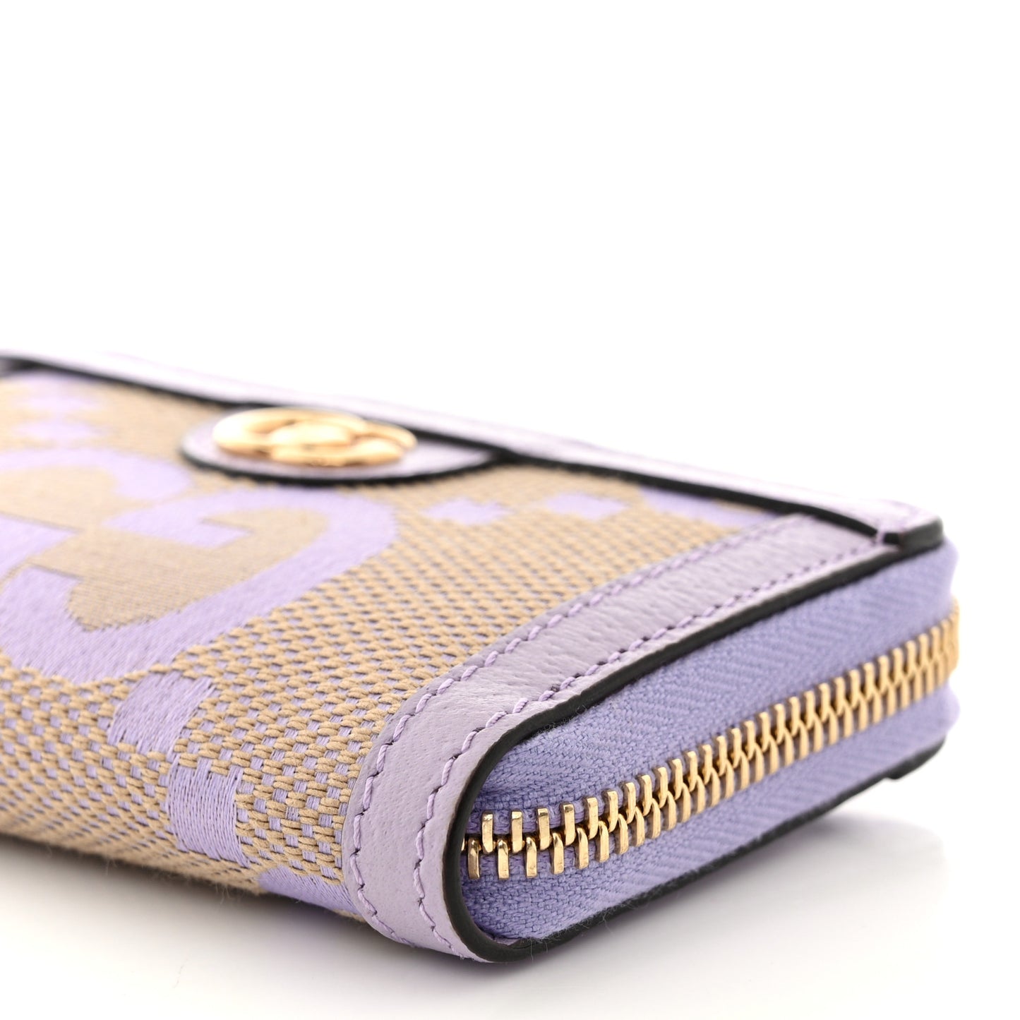 Monogram Jumbo GG Textured Dollar Calfskin Ophidia Key Card Case Beige Lapis