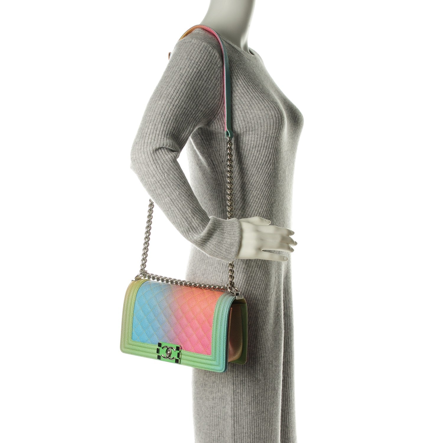 Chanel Caviar Quilted Medium Cuba Rainbow Boy Flap Multicolor 2 of 7