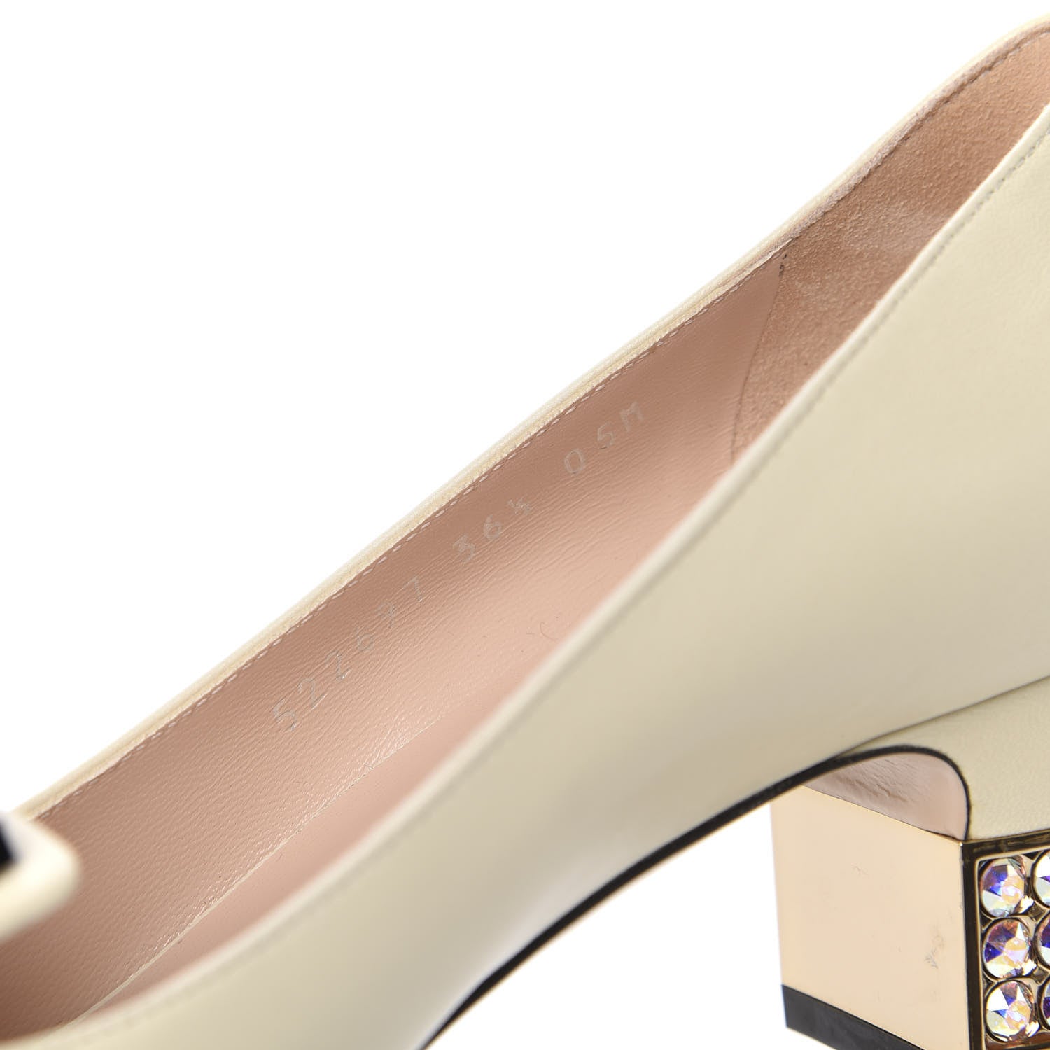 Gucci Malaga Kid Crystal Square G Madelyn Mid Heel Loafer Pumps 36.5 White 11 of 12