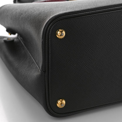 Prada Saffiano Cuir Small Double Bag Black Fuoco 7 of 8