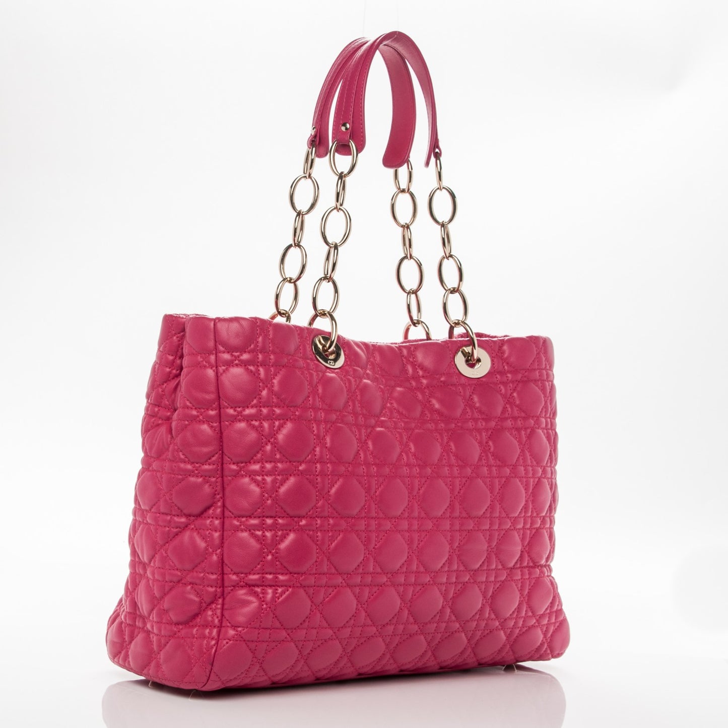 Lambskin Cannage Large Dior Soft Shopping Tote Fuchsia