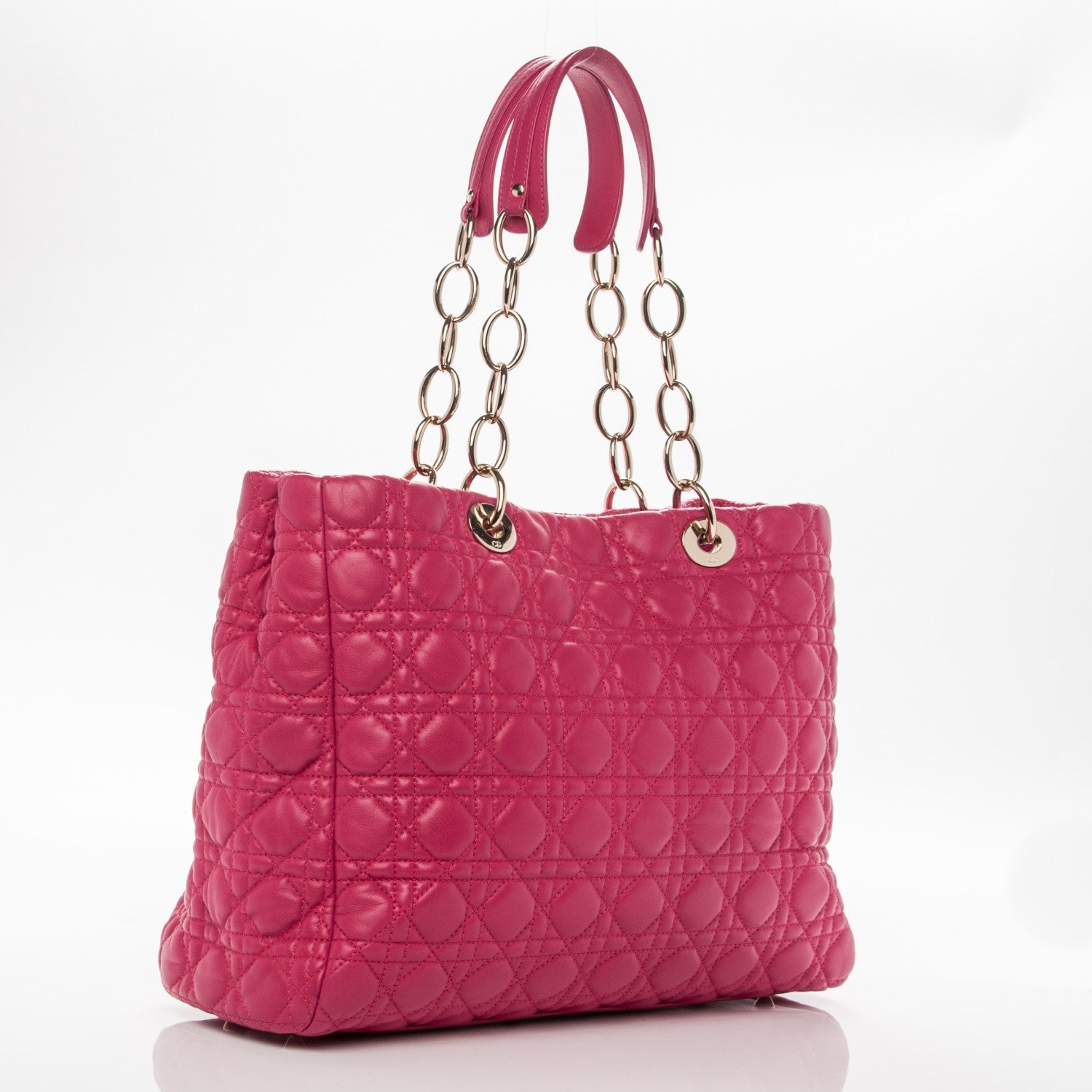 Christian Dior Lambskin Cannage Large Dior Soft Shopping Tote Fuchsia 4 of 9