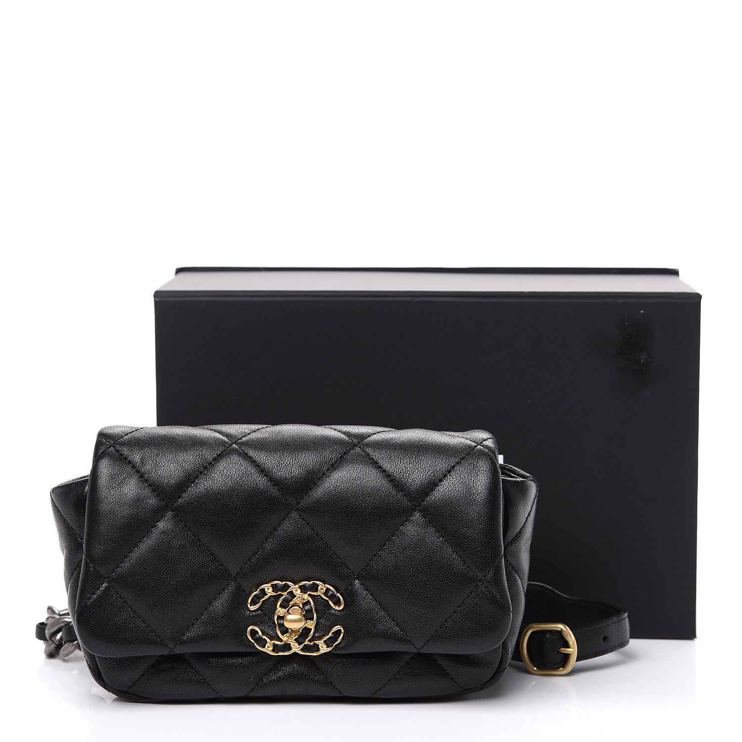 Chanel Lambskin Quilted Chanel 19 Waist Bag Black 10 of 10