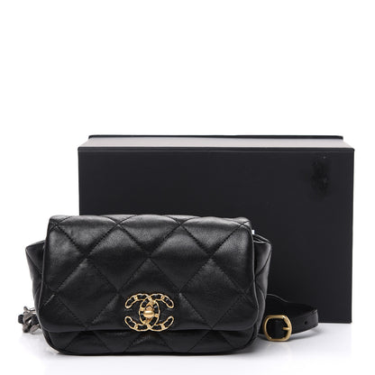 Chanel Lambskin Quilted Chanel 19 Waist Bag Black 10 of 10