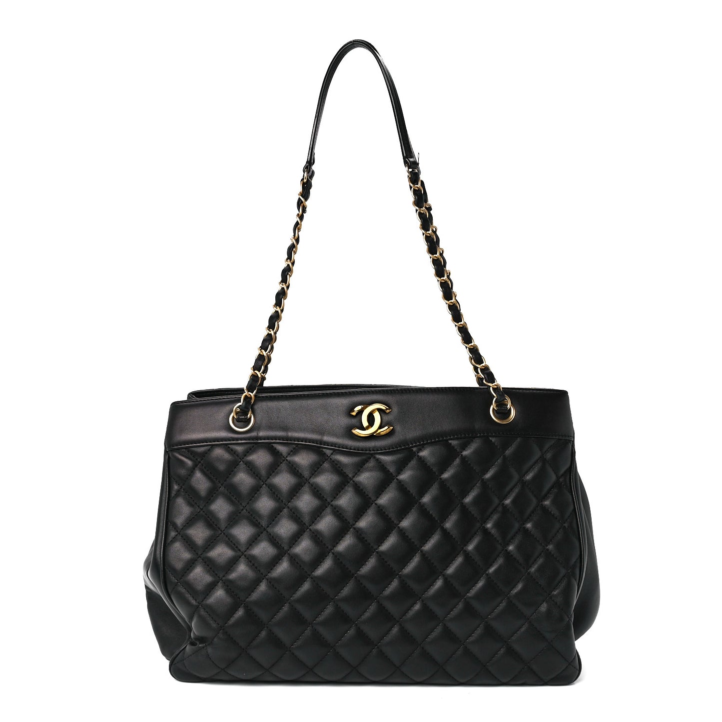 Lambskin Quilted Coco Vintage Tote Black