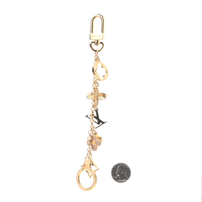 Louis Vuitton Brass Enamel Fleur De Monogram Bag Charm Chain Gold 2 of 3