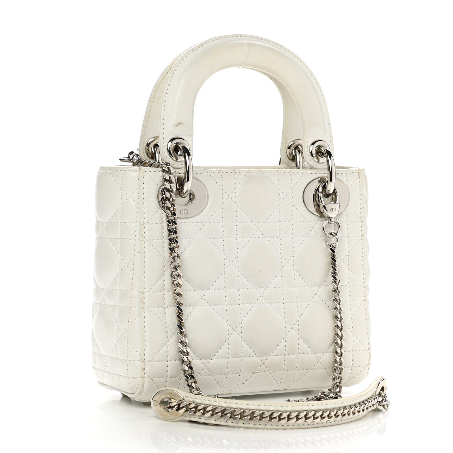 Lambskin Cannage Mini Lady Dior White