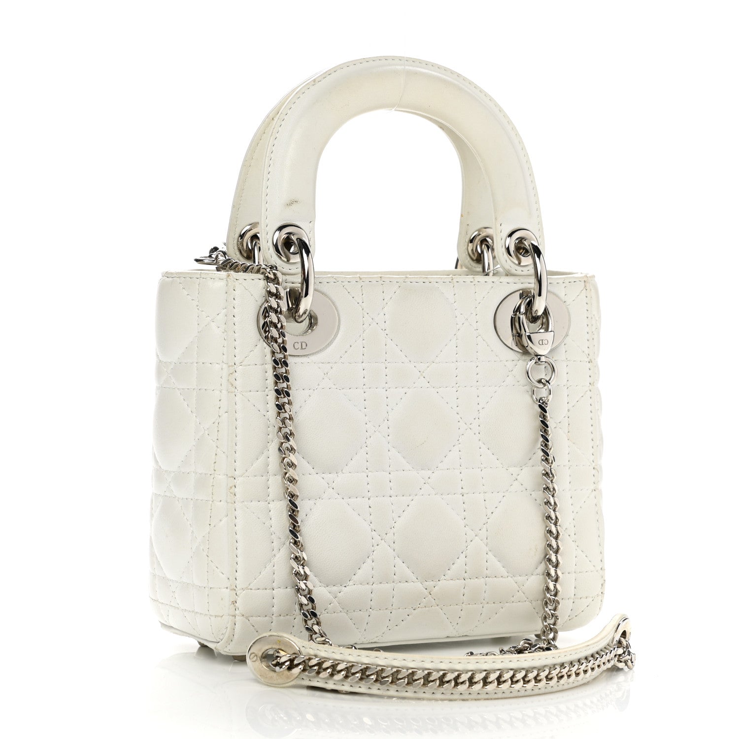 Christian Dior Lambskin Cannage Mini Lady Dior White 3 of 16