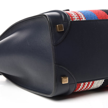 Celine Smooth Calfskin Striped Canvas Micro Luggage Navy Blue 7 of 11