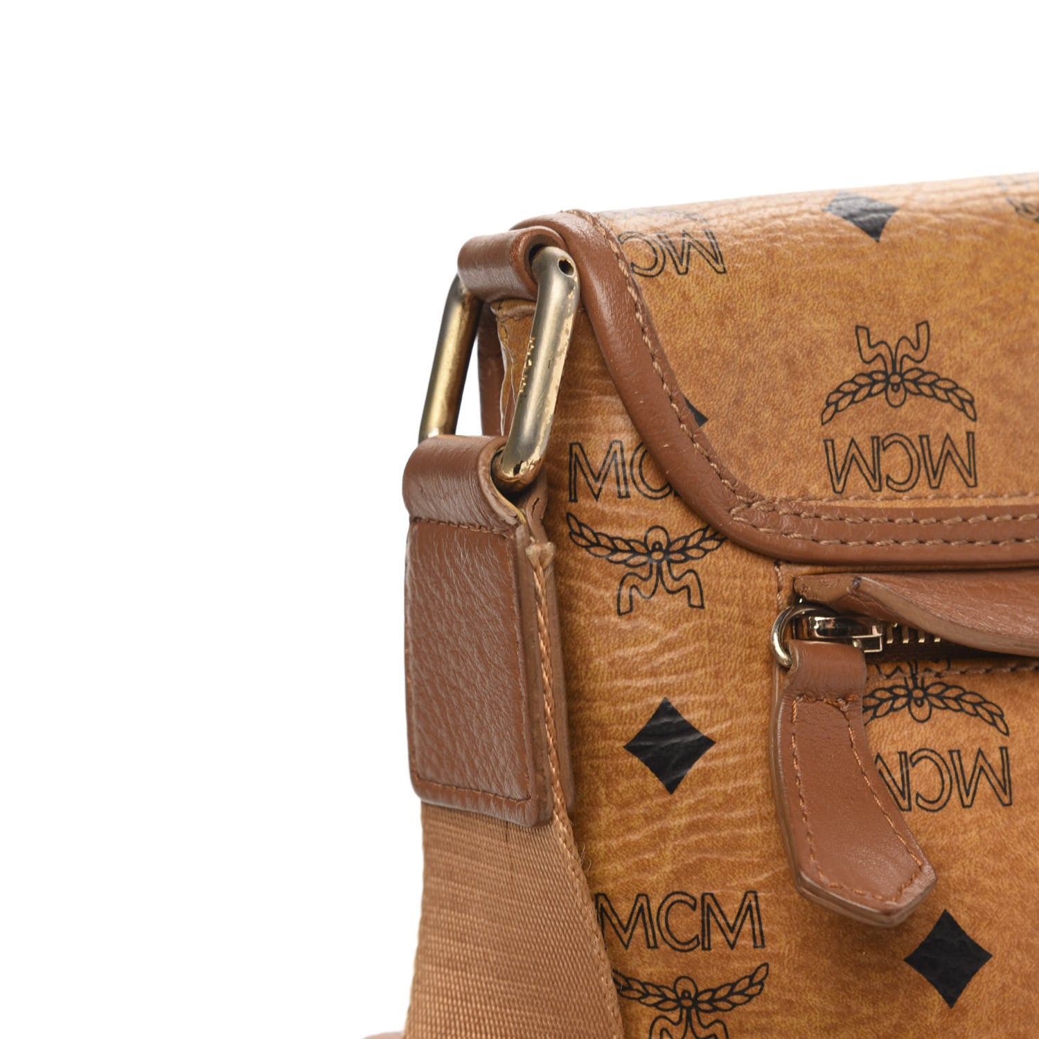 MCM Calfskin Visetos Munich Lion Messenger Cognac 10 of 11