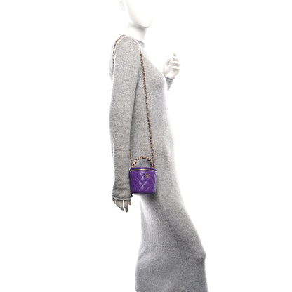 Chanel Lambskin Quilted Afternoon Tea Top Handle Vanity Case With Chain  Dark Purple 2 of 10