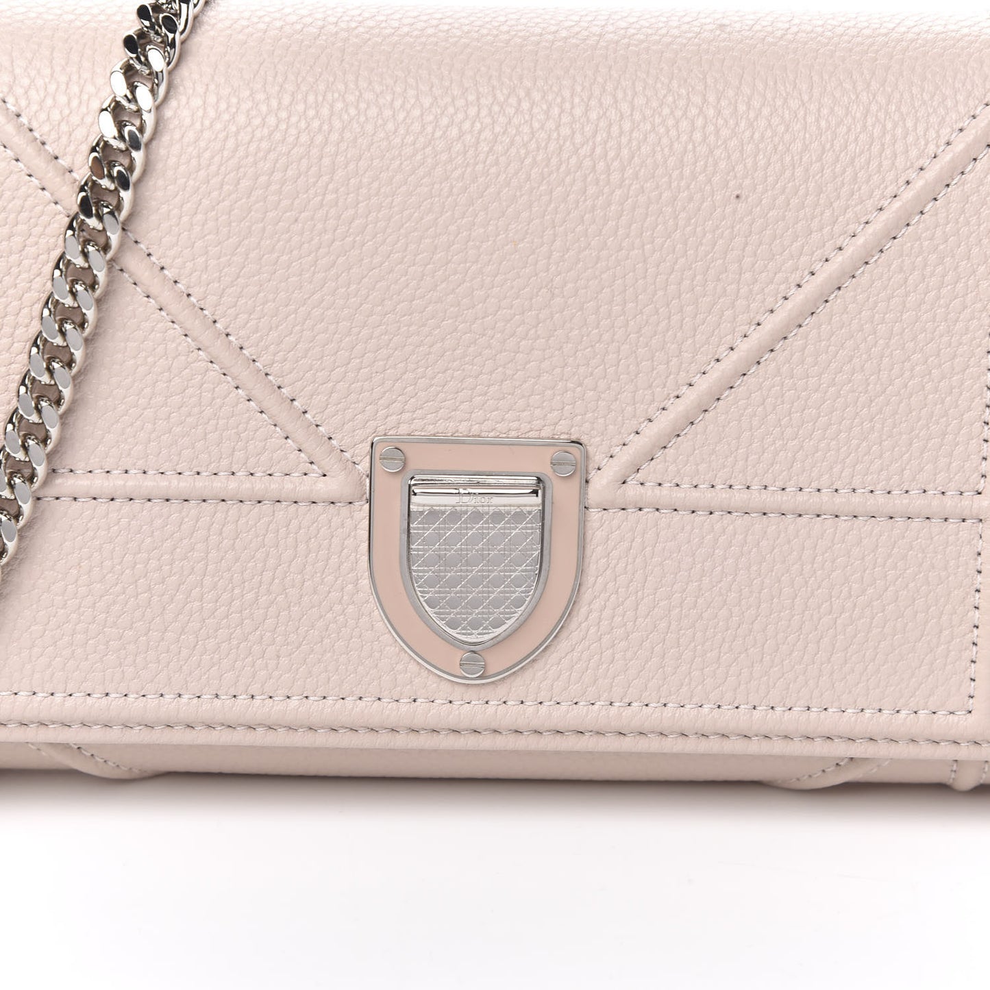 Grained Calfskin Diorama Croisiere Chain Wallet Rose Poudre