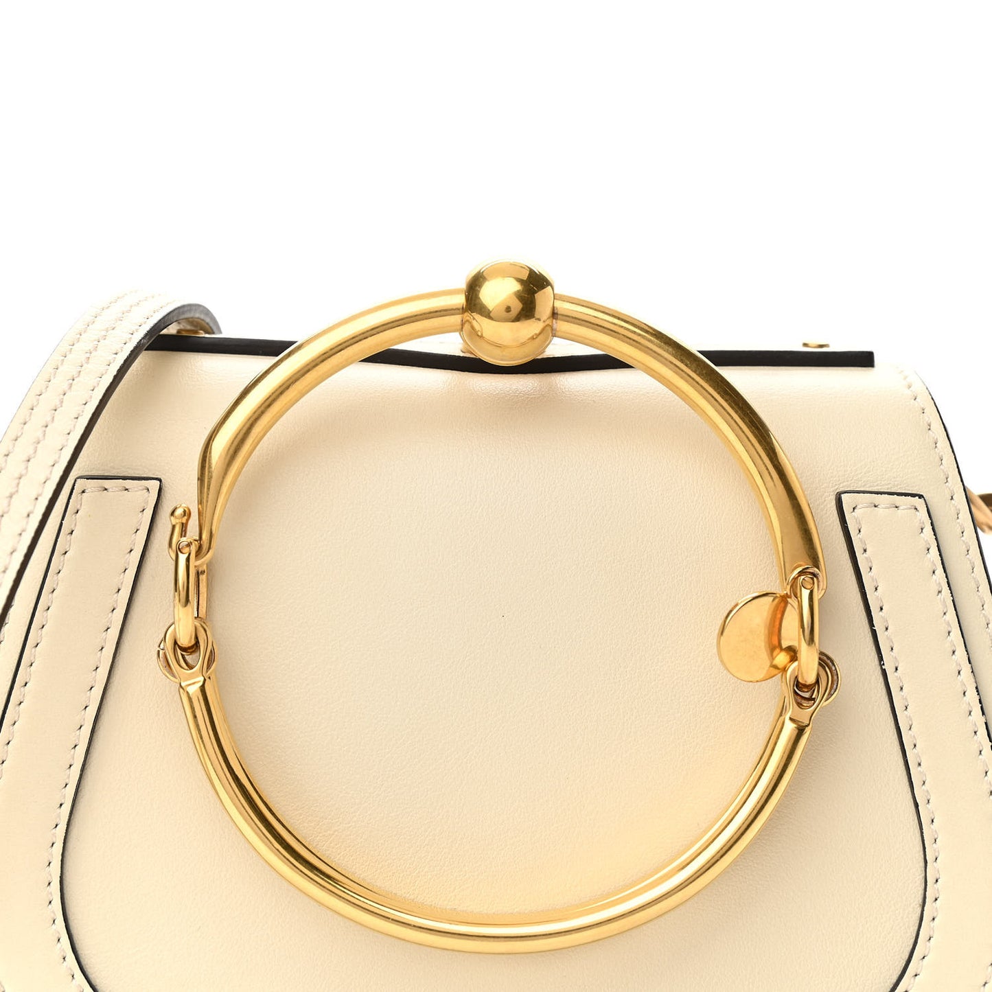 Calfskin Suede Small Nile Bracelet Bag Off White