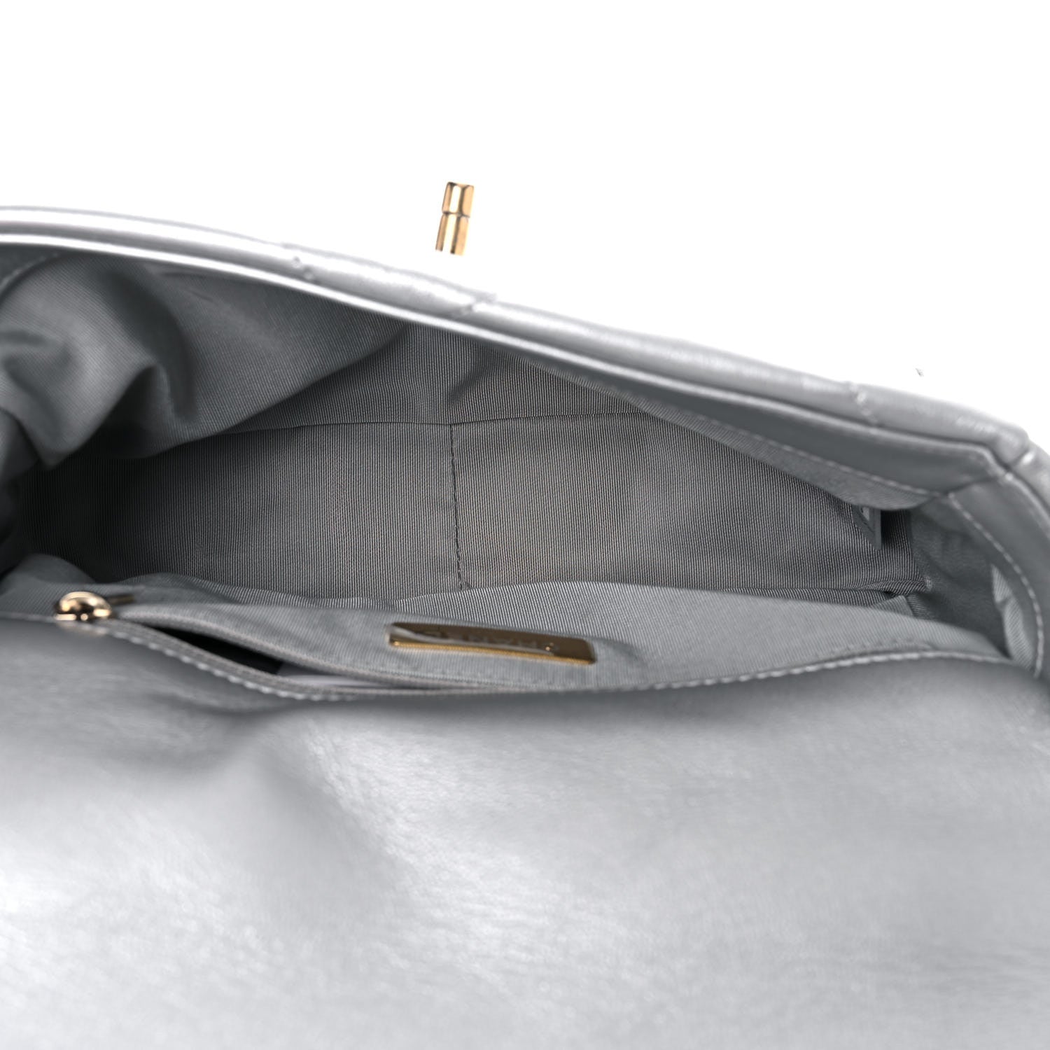 Chanel Metallic Goatskin Quilted Medium Chanel 19 Flap Silver 5 of 9