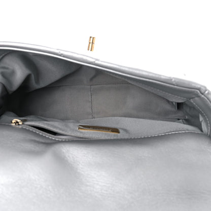 Chanel Metallic Goatskin Quilted Medium Chanel 19 Flap Silver 5 of 9