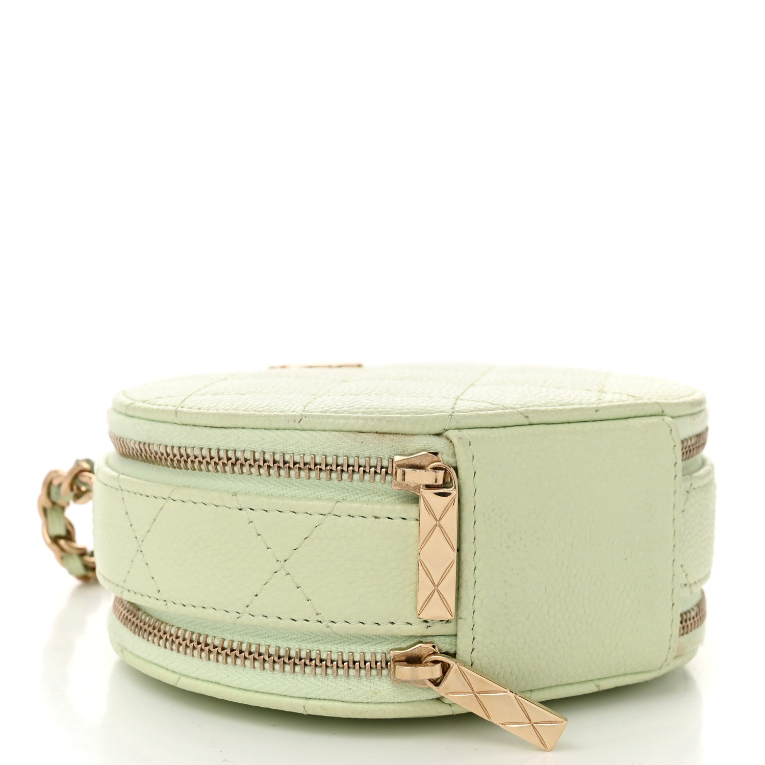 Chanel Caviar Quilted Round Handle With Care Vanity With Chain Light Green 4 of 12