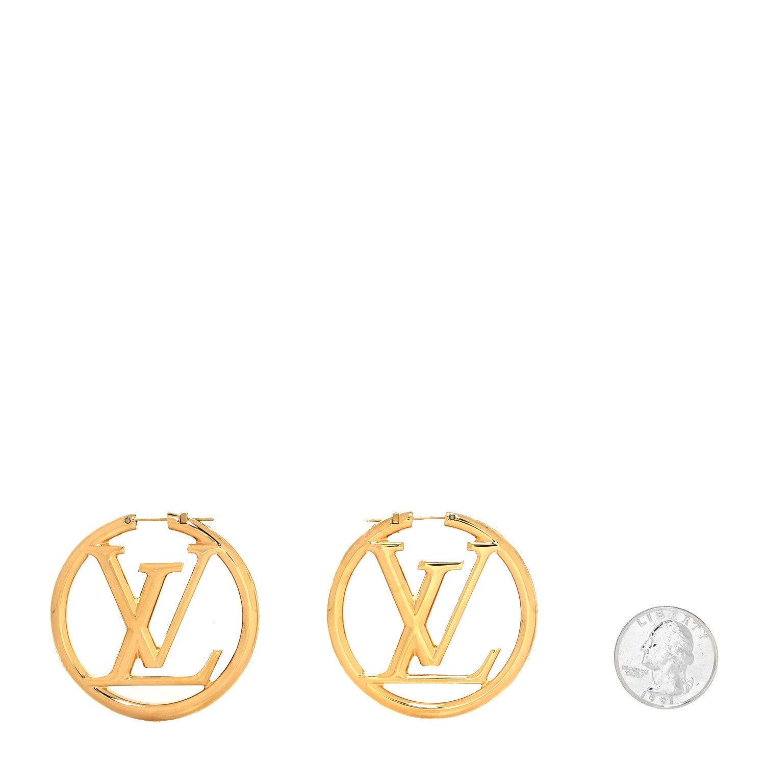 Louis Vuitton Metal Louise Hoop Earrings Gold 2 of 4
