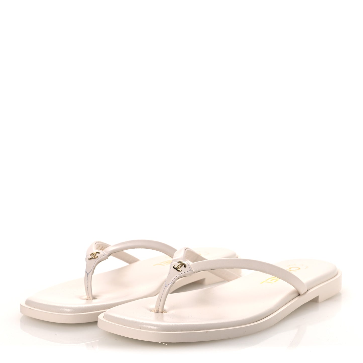 Goatskin CC Times Square Thong Sandals 37.5 White