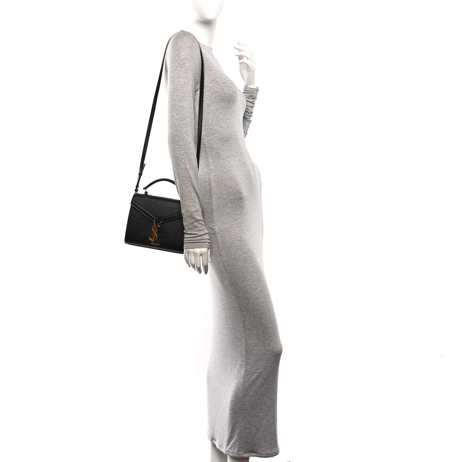 Saint Laurent Grain de Poudre Mini Classic Monogram Cassandra Top Handle Black 2 of 10