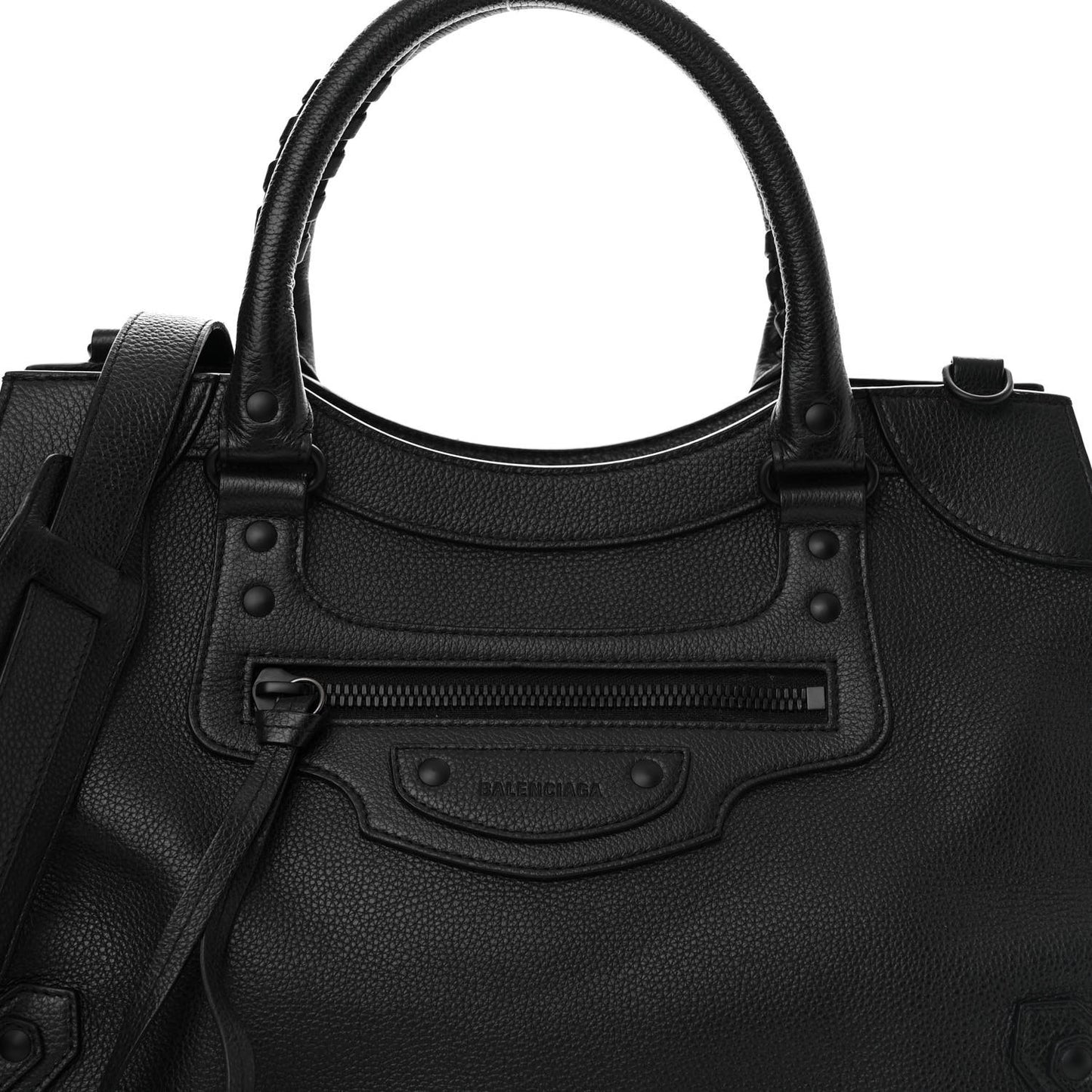 Grained Calfskin Neo Classic Black Hardware Medium City Black