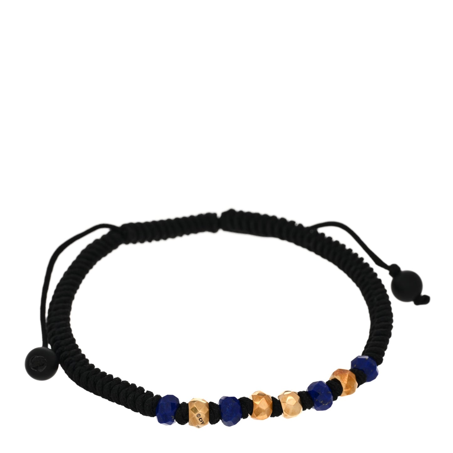 18K Yellow Gold Lapis Onyx Nylon Fortune Woven Bracelet Black