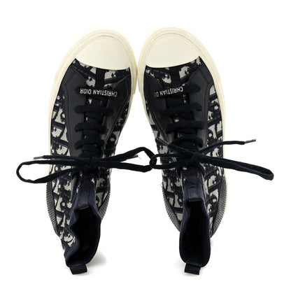 Christian Dior Technical Knit Calfskin Oblique Womens Walk'n Dior High Top Sneakers 36.5 Deep Blue 2 of 10