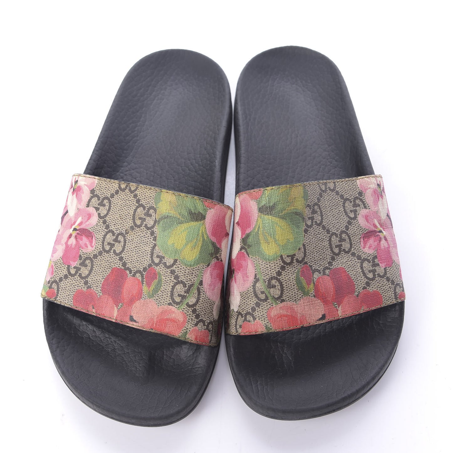GG Supreme Monogram Blooms Slide Sandals 35 Beige Multicolor