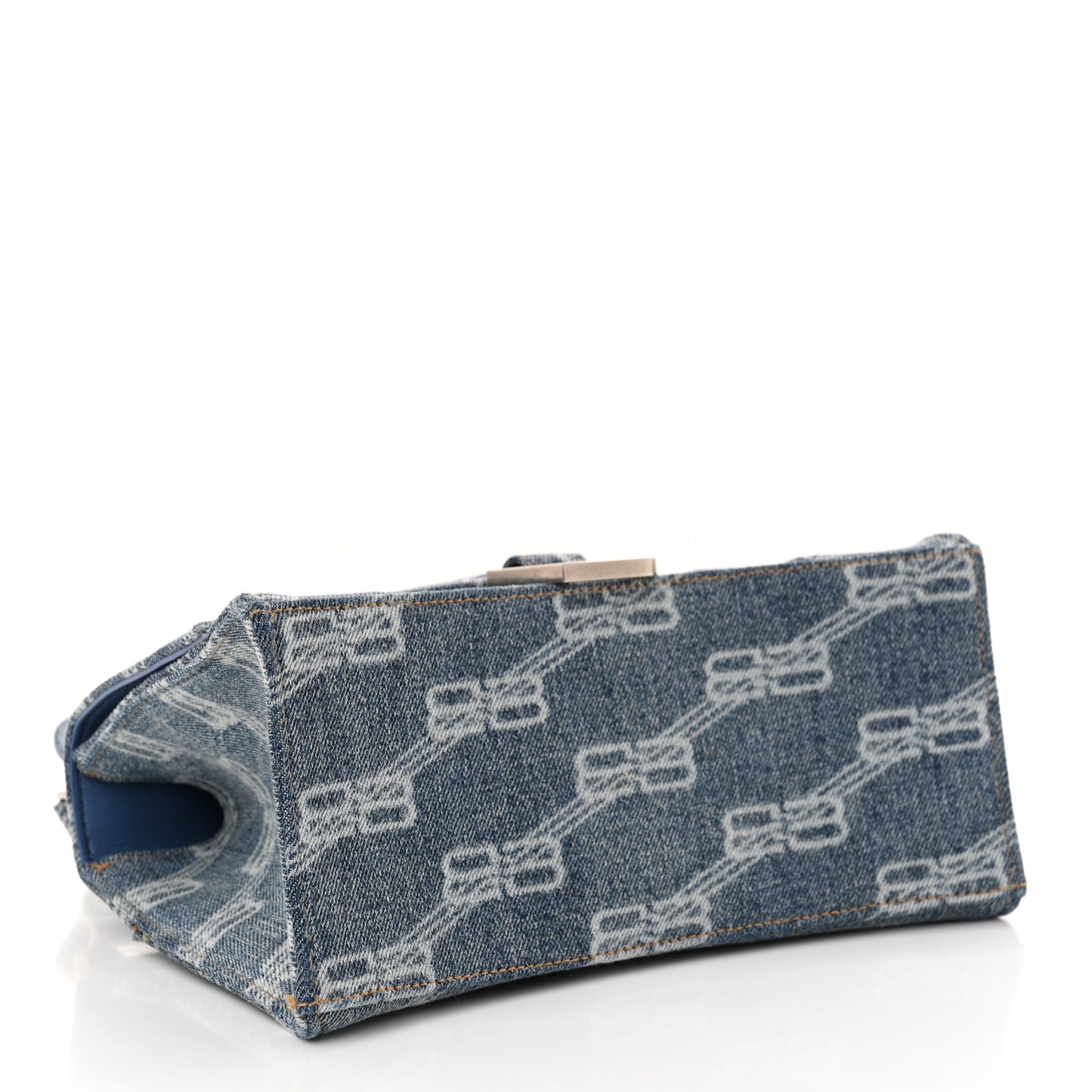 Denim BB Monogram Small Hourglass Top Handle Bag Blue