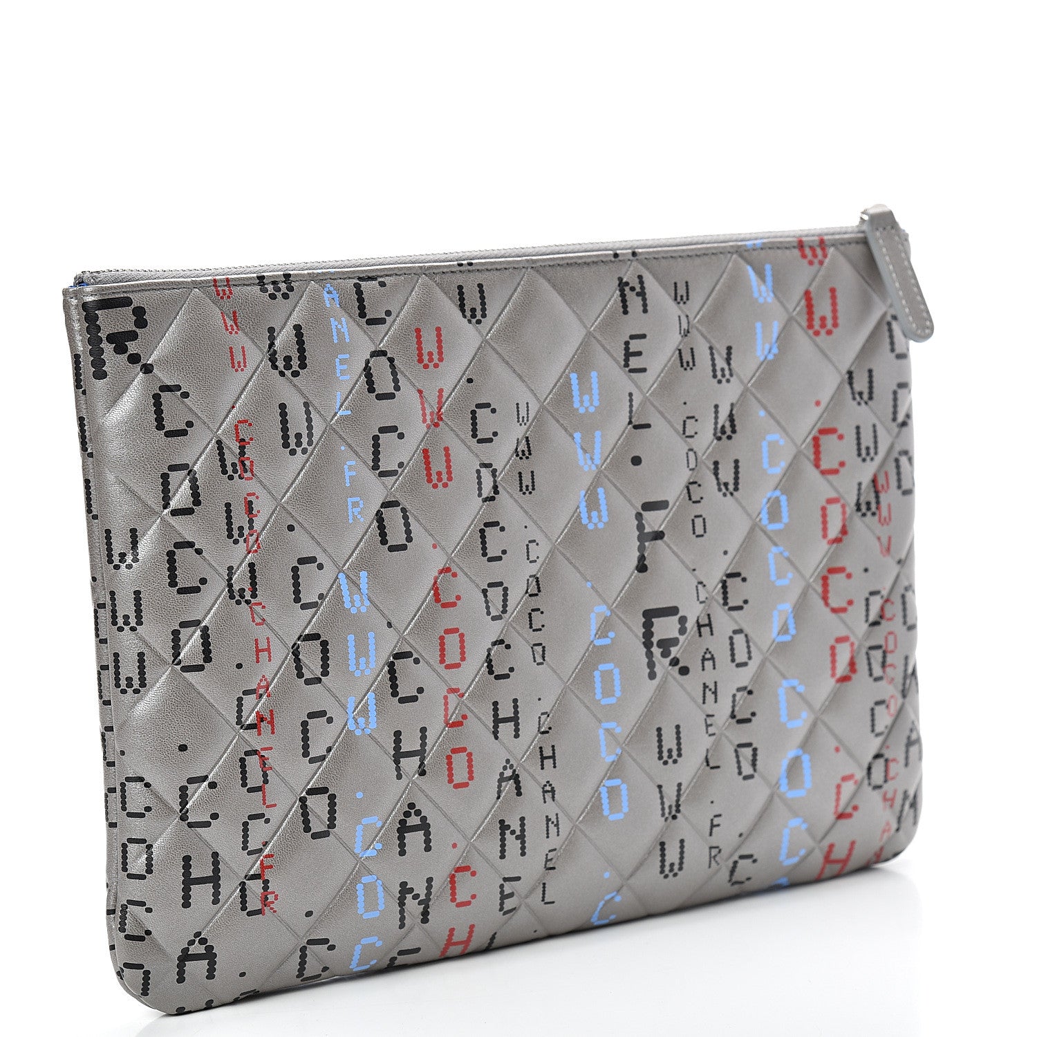 Chanel Metallic Lambskin Quilted Medium Data Center Cosmetic Case Silver 3 of 8